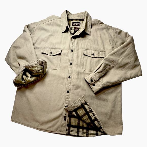 Levis Canvas Chore Jacket Khaki Tan Flannel Lined 2XL Shacket Barn Coat Workwear - Picture 4 of 16